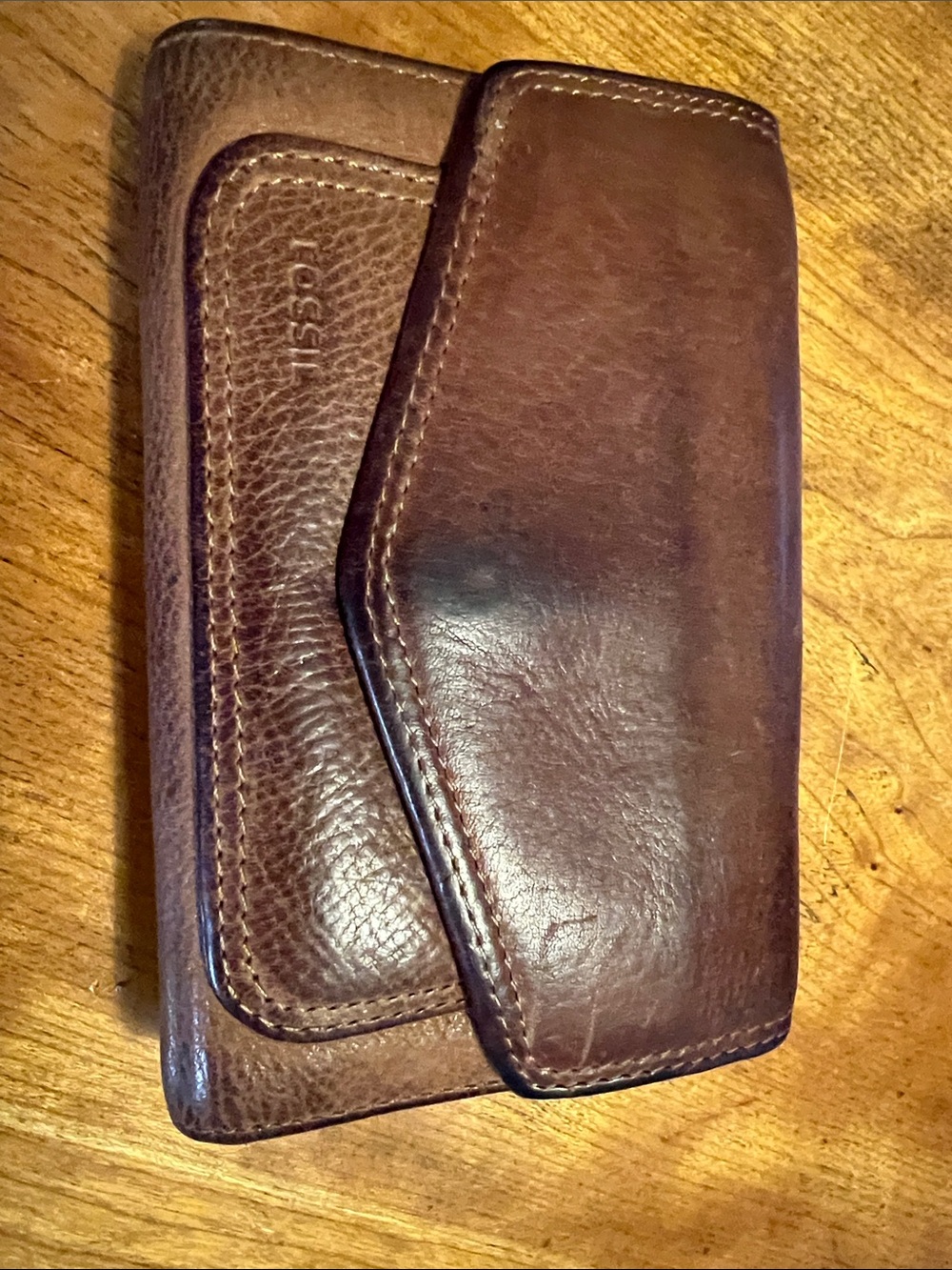 Fossil Dark Brown Leather Foldover Wallet